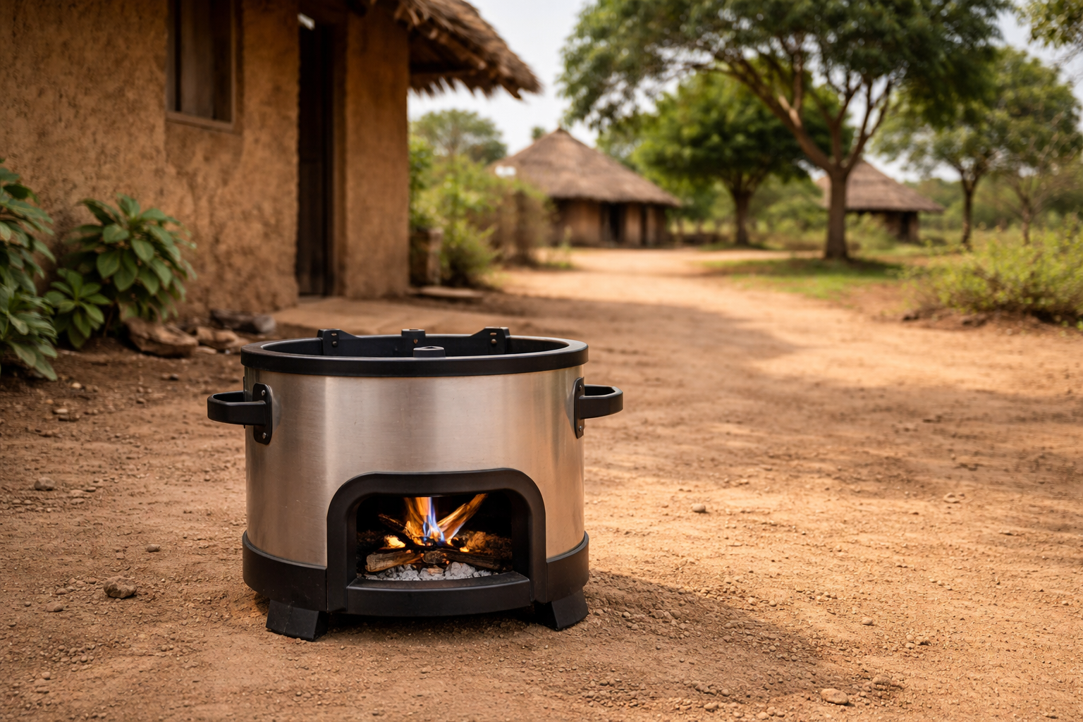 Clean cookstove in rural African village